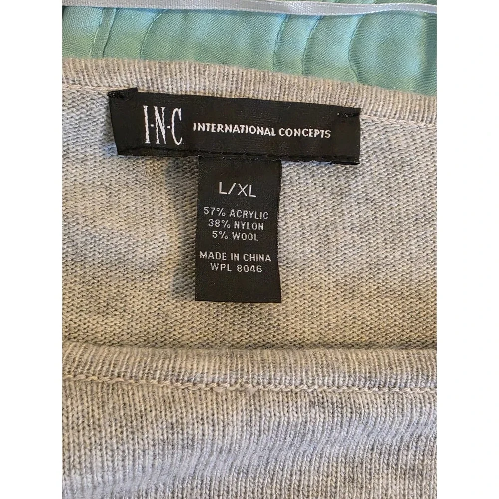 Inc International Concepts Size‎ L/XL Grey Dolman-Sleeve Asymmetrical Sweater